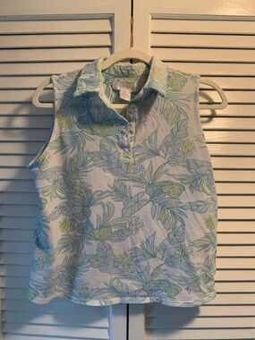 Stella Parker Medium Tropical Preppy Polo Top Golf